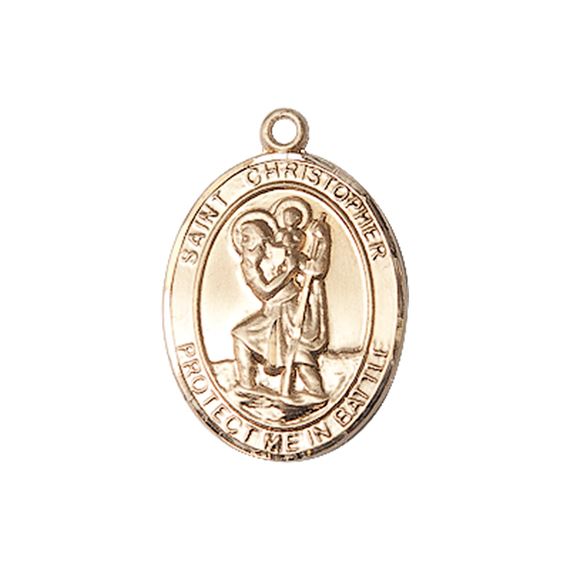 14KT GOLD ST CHRISTOPHER MEDAL - 3/4" x 7/8"